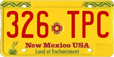 NM license plate 326TPC