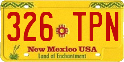 NM license plate 326TPN