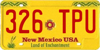 NM license plate 326TPU