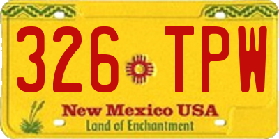 NM license plate 326TPW