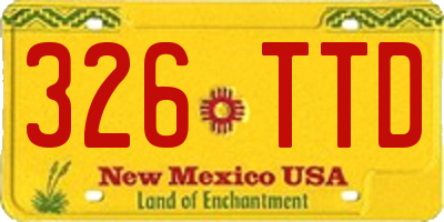 NM license plate 326TTD