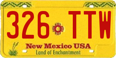 NM license plate 326TTW
