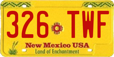 NM license plate 326TWF