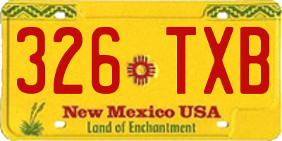 NM license plate 326TXB