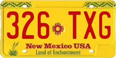 NM license plate 326TXG