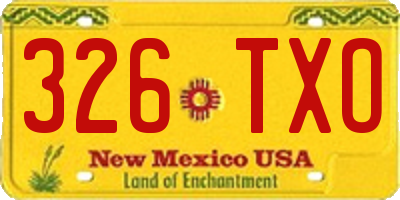 NM license plate 326TXO