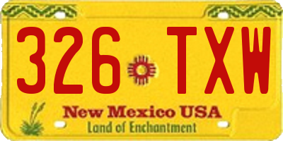 NM license plate 326TXW