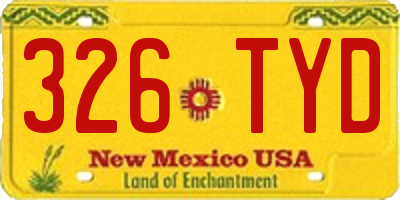 NM license plate 326TYD