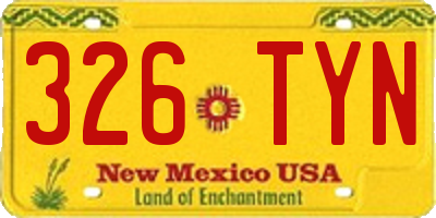 NM license plate 326TYN