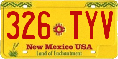 NM license plate 326TYV