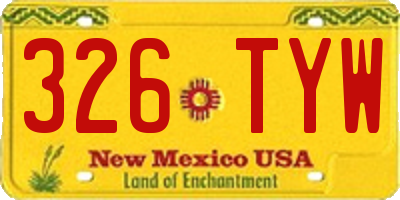 NM license plate 326TYW