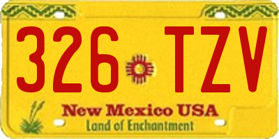NM license plate 326TZV