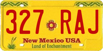 NM license plate 327RAJ