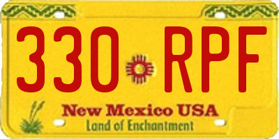 NM license plate 330RPF