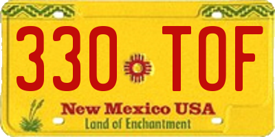 NM license plate 330TOF