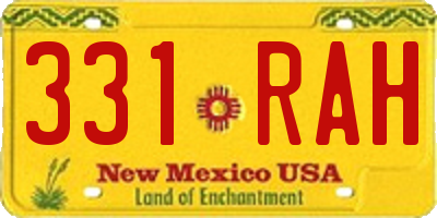 NM license plate 331RAH