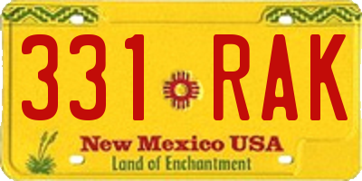 NM license plate 331RAK