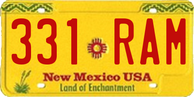 NM license plate 331RAM