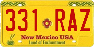 NM license plate 331RAZ