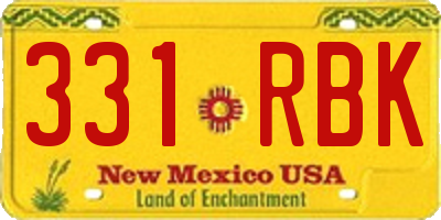 NM license plate 331RBK