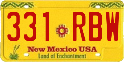 NM license plate 331RBW