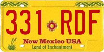 NM license plate 331RDF