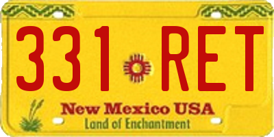 NM license plate 331RET