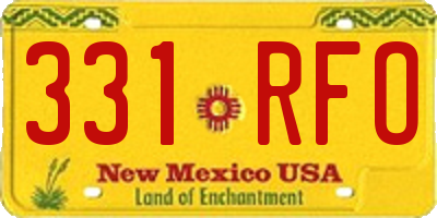 NM license plate 331RFO