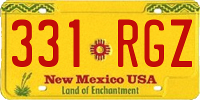 NM license plate 331RGZ