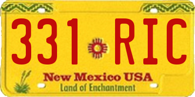 NM license plate 331RIC