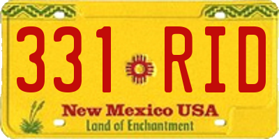 NM license plate 331RID