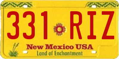 NM license plate 331RIZ
