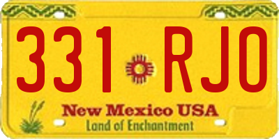 NM license plate 331RJO