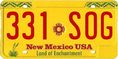 NM license plate 331SOG