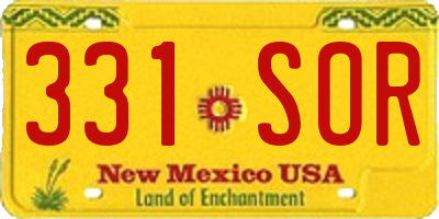 NM license plate 331SOR