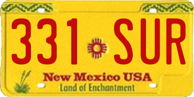 NM license plate 331SUR