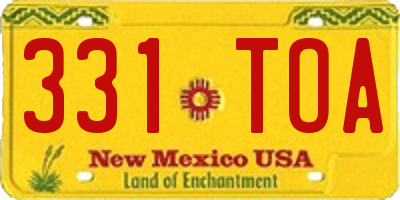 NM license plate 331TOA