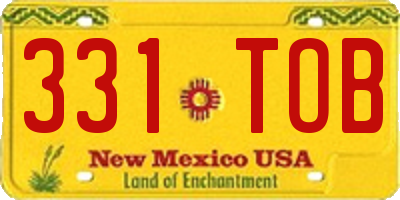 NM license plate 331TOB
