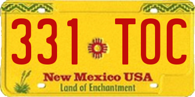 NM license plate 331TOC