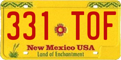 NM license plate 331TOF