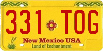 NM license plate 331TOG