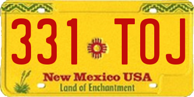 NM license plate 331TOJ