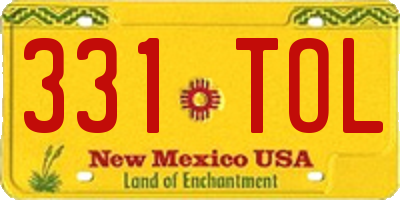 NM license plate 331TOL