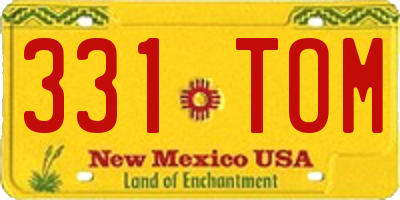 NM license plate 331TOM