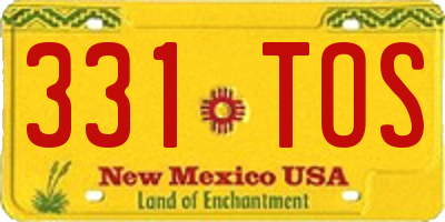 NM license plate 331TOS