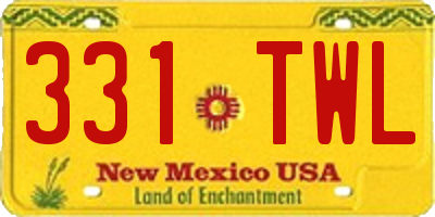 NM license plate 331TWL