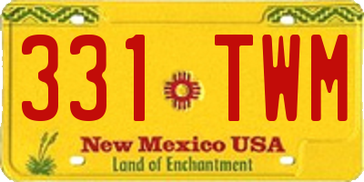 NM license plate 331TWM