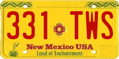 NM license plate 331TWS