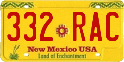 NM license plate 332RAC