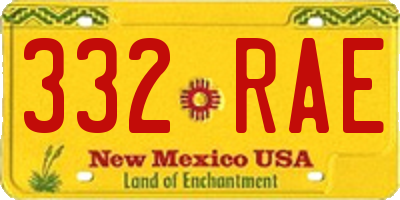 NM license plate 332RAE